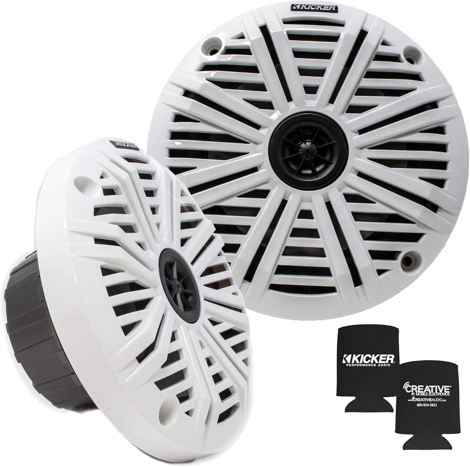 6.5" Marine Speakers (1 Pair) White Salt Water Grills OEM Replacement Speakers