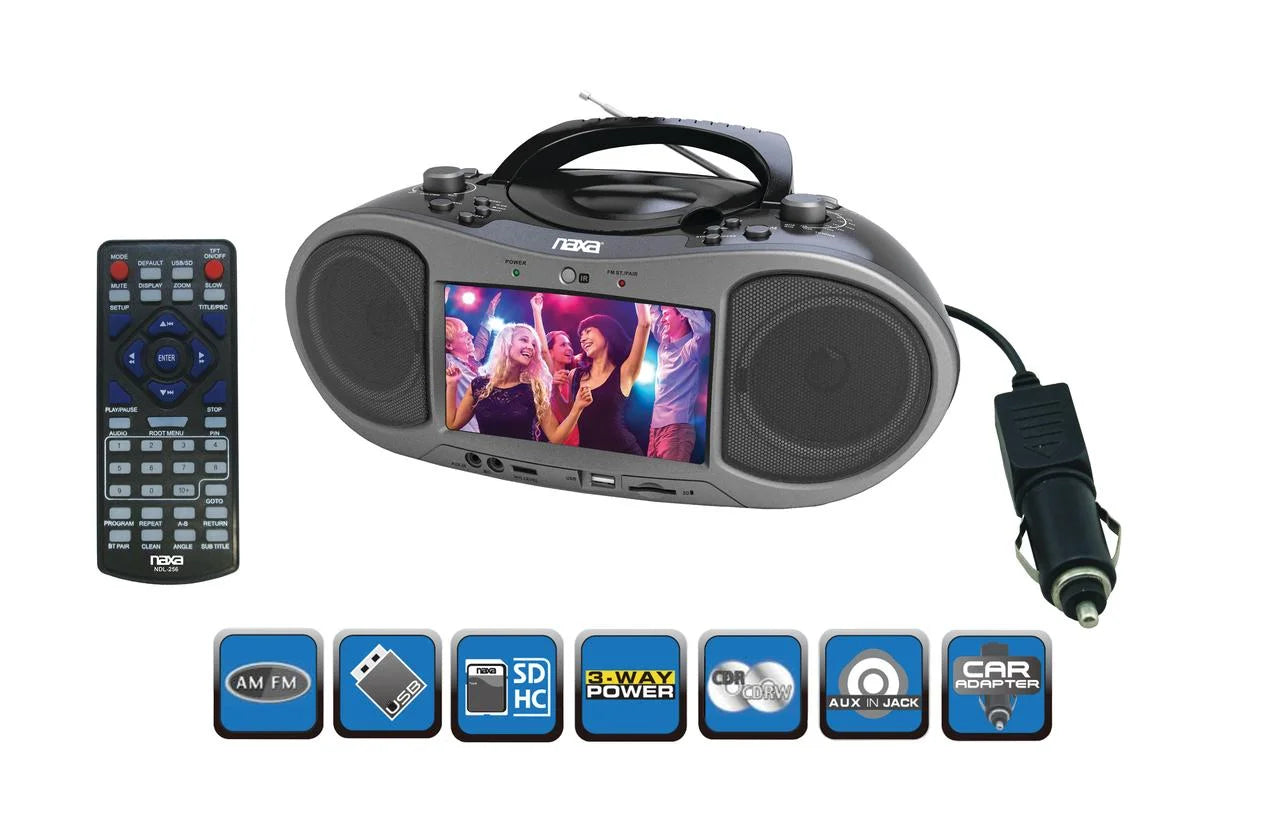 Electronics NDL-256 7-Inch Bluetooth DVD Boombox