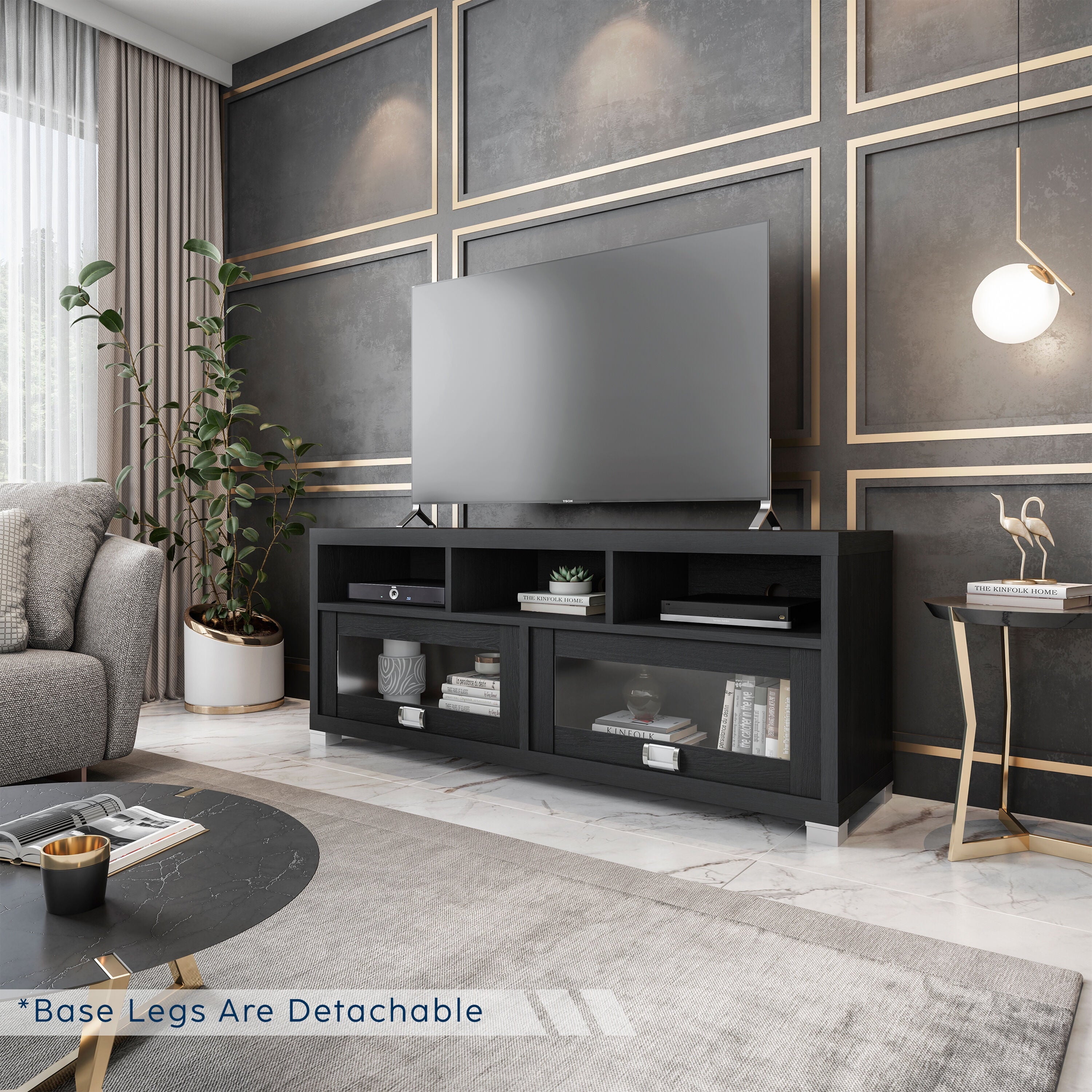 58" Durbin TV Stand for Tvs up to 75", Black