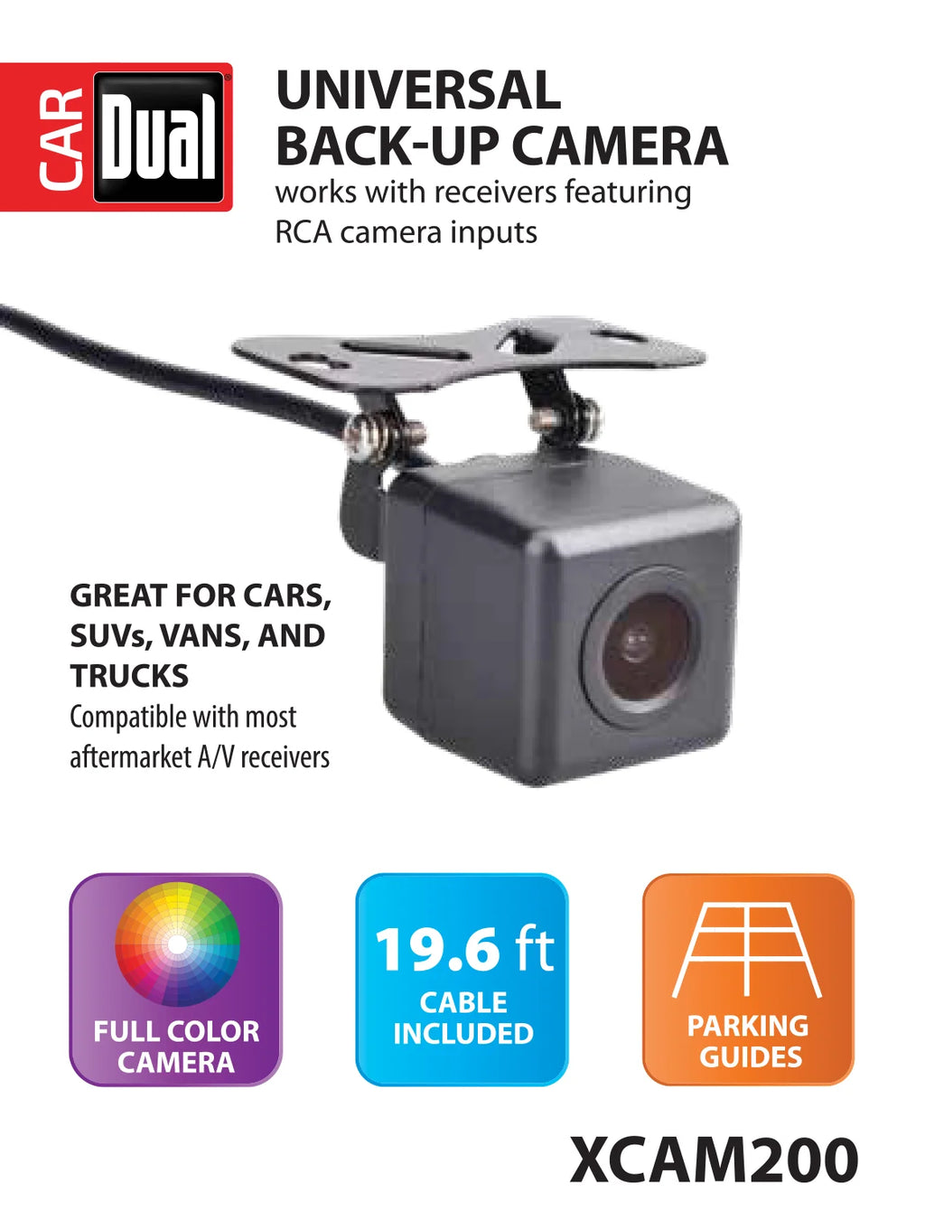Electronics XCAM200 Waterproof Full Color Backup Camera, Wide Viewing Angle Lens