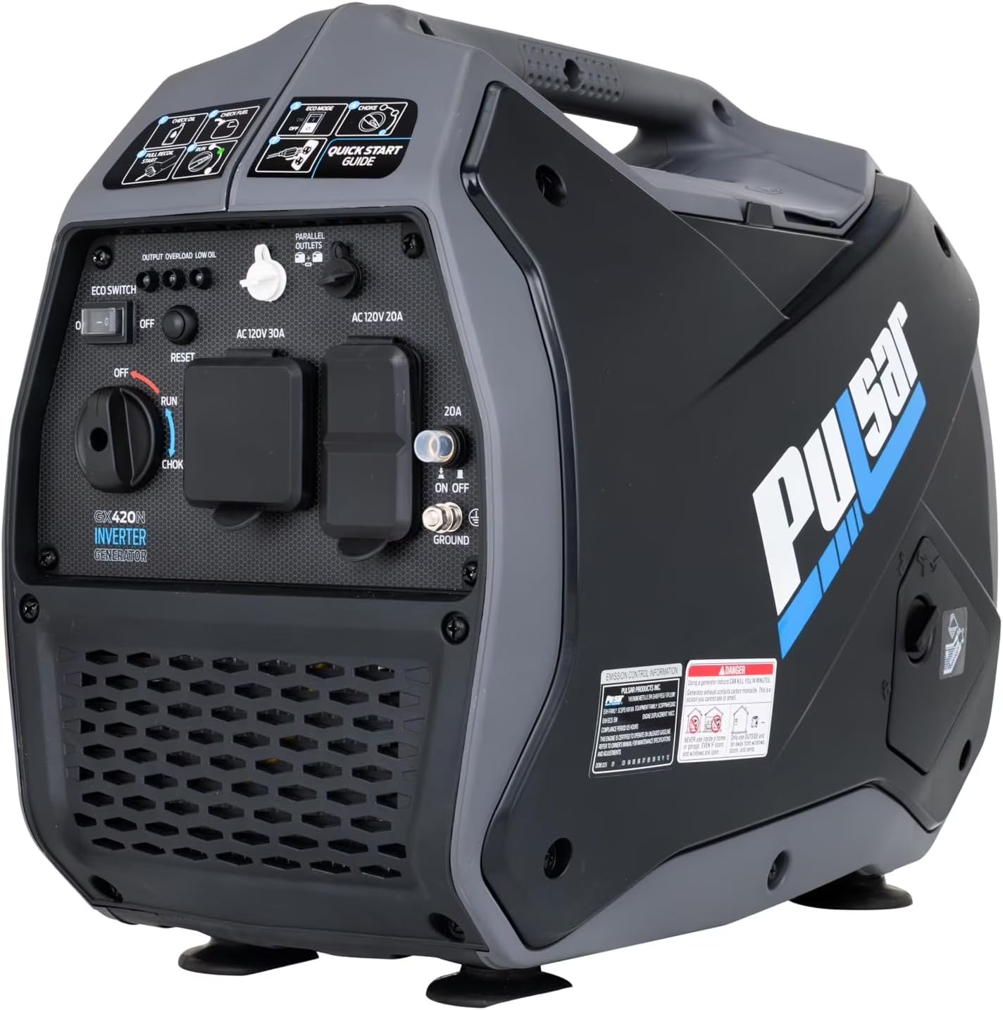 GX420N Portable Inverter Generator - 4200W Gas Powered, Quiet, Long Run Time, Parallel Capable, RV Ready Backup Power