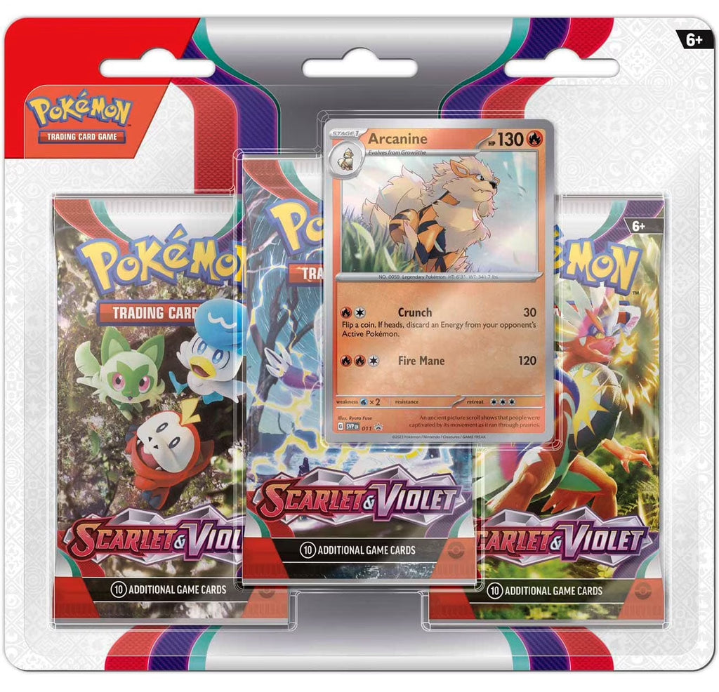 Pokemon Scarlet & Violet Base Set Arcanine Special Edition (3 Booster Packs & 1 Foil Promo Card)