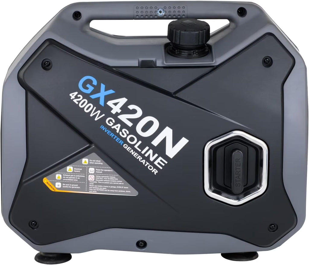GX420N Portable Inverter Generator - 4200W Gas Powered, Quiet, Long Run Time, Parallel Capable, RV Ready Backup Power