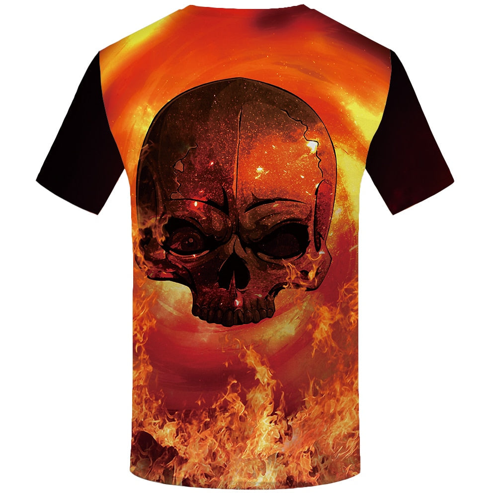 Skull T-shirt Men Flower Tshirts Casual Character Anime Clothes Harajuku Tshirt Printed Animal T-shirts 3d-2