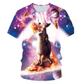 Galaxy Space 3D T Shirt Lovely Kitten Cat Eat Taco Pizza Funny Tops Tee Short Sleeve Summer Shirts